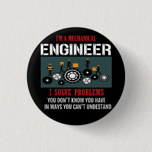 Mechanical Engineer Black And White T-Shirt Trucke 3 Cm Round Badge