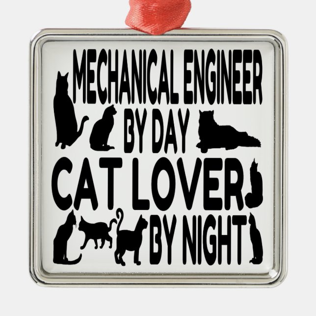 Mechanical Engineer Cat Lover Metal Tree Decoration (Front)