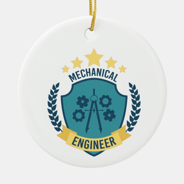 Mechanical Engineer Ceramic Tree Decoration (Front)