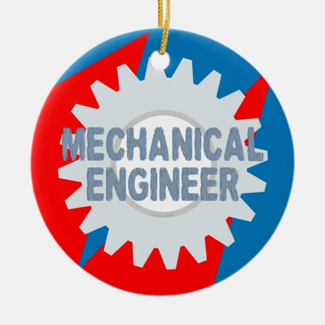 Mechanical Engineer Colour Block Ceramic Tree Decoration (Front)