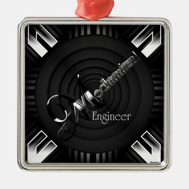 Mechanical Engineer Deco Flare Metal Tree Decoration (Front)