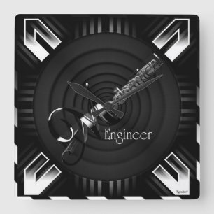 Mechanical Engineer Deco Flare Square Wall Clock
