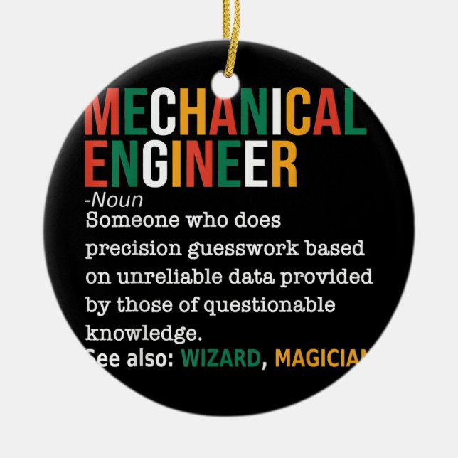 Mechanical Engineer Definition Noun Funny Ceramic Tree Decoration (Front)