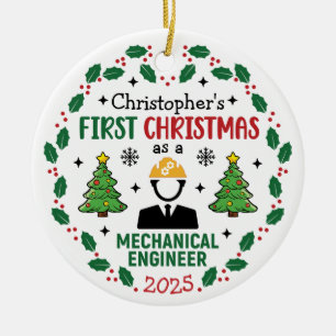 Mechanical Engineer First Christmas Personalised Ceramic Tree Decoration