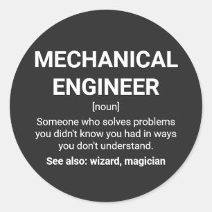 Mechanical Engineer Funny Definition Classic Round Sticker