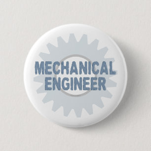 Mechanical Engineer Gear Blue Grey 6 Cm Round Badge