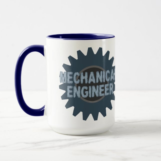 Mechanical Engineer Gear Blue Grey Mug (Left)