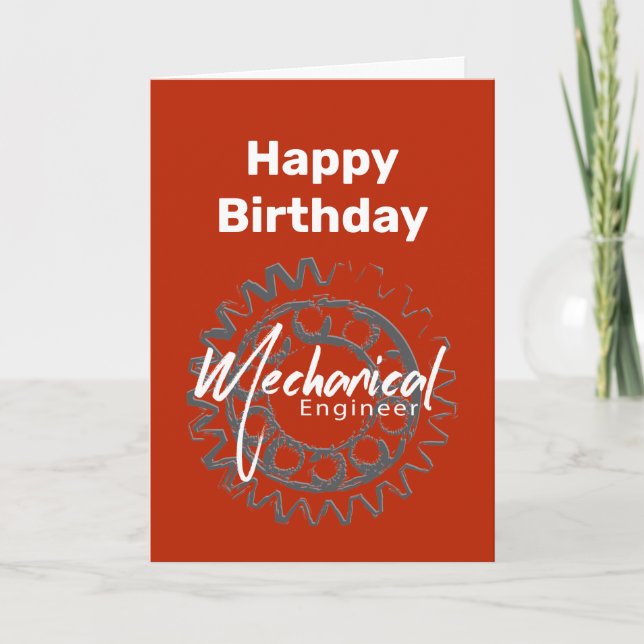 Mechanical Engineer Gear Sketch Birthday Card (Front)