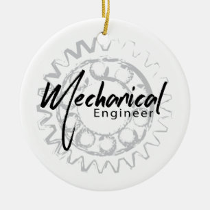 Mechanical Engineer Gear Sketch Ceramic Tree Decoration