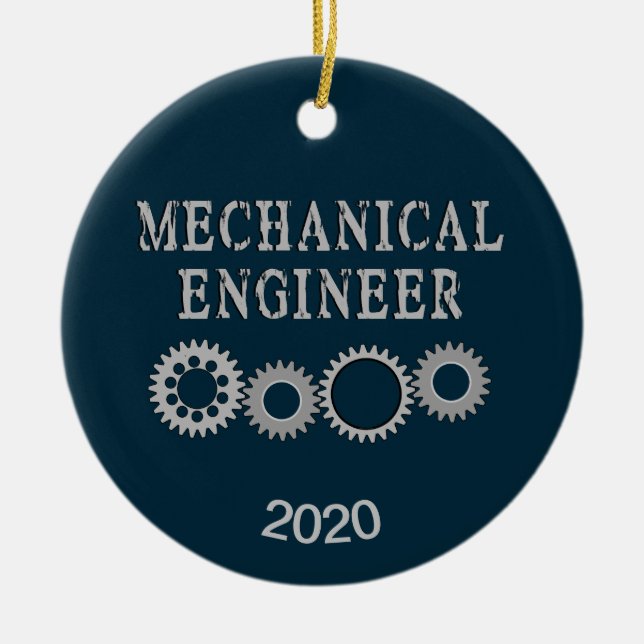 Mechanical Engineer Gears Ceramic Tree Decoration (Front)