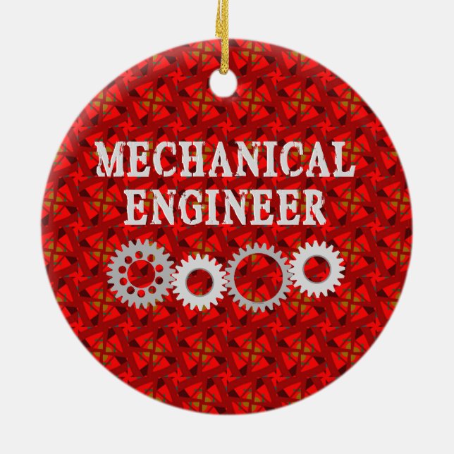 Mechanical Engineer Gears Ceramic Tree Decoration (Back)