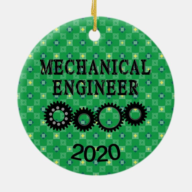 Mechanical Engineer Gears Ceramic Tree Decoration (Back)