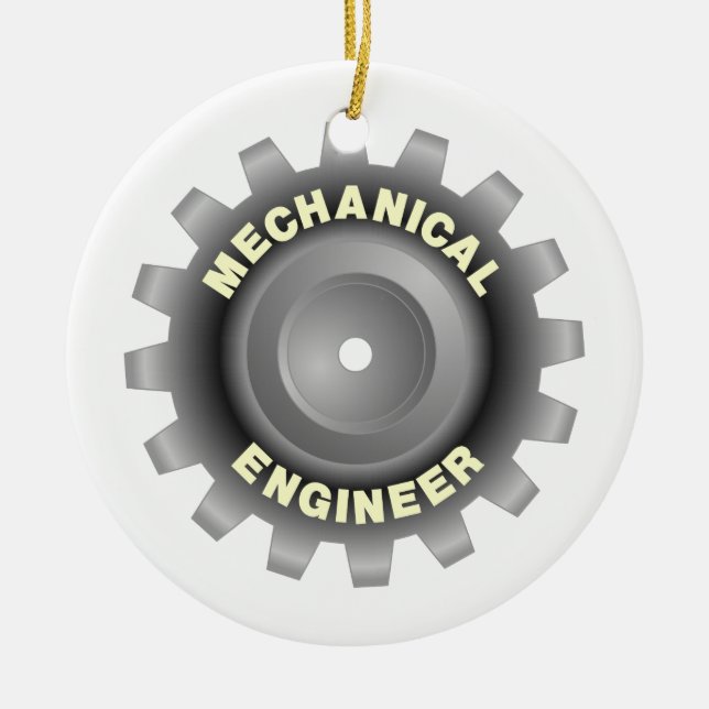 Mechanical Engineer Grey Gear Ceramic Tree Decoration (Front)
