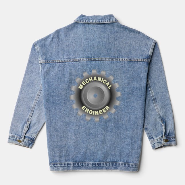 Mechanical Engineer Grey Gear Denim Jacket (Back)