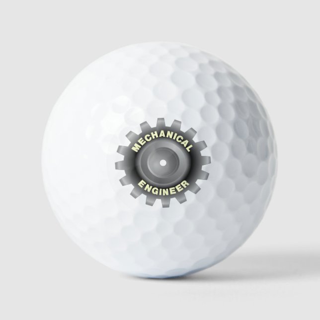 Mechanical Engineer Grey Gear Golf Balls (Front)
