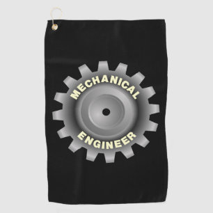 Mechanical Engineer Grey Gear Golf Towel
