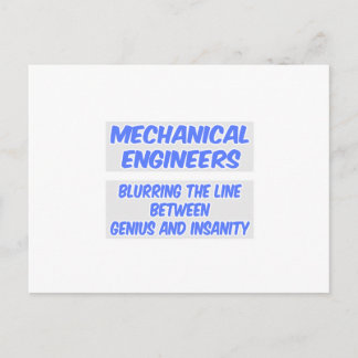 Mechanical Engineer Joke .. Genius and Insanity Postcard