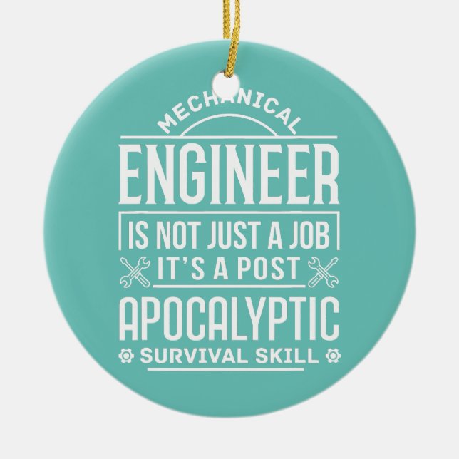 Mechanical Engineer Post Apocalyptic Survival Ceramic Tree Decoration (Front)
