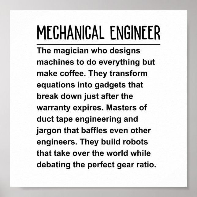 Mechanical engineer poster (Front)