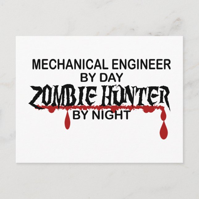 Mechanical Engineer Zombie Hunter Postcard (Front)