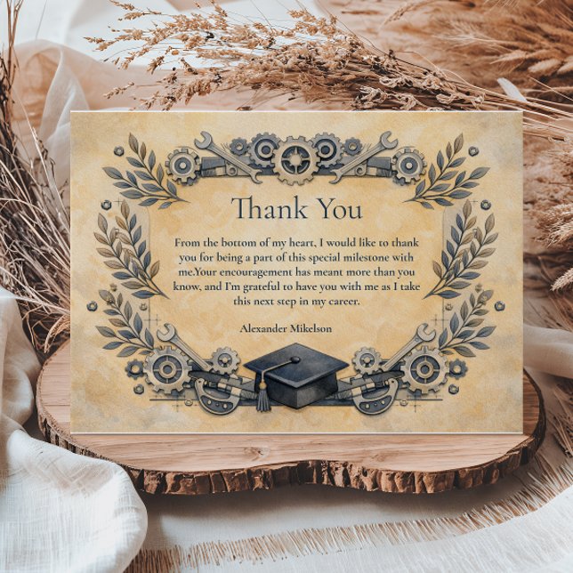 Mechanical Engineering Degree Graduation Thank You Card (Creator Uploaded)