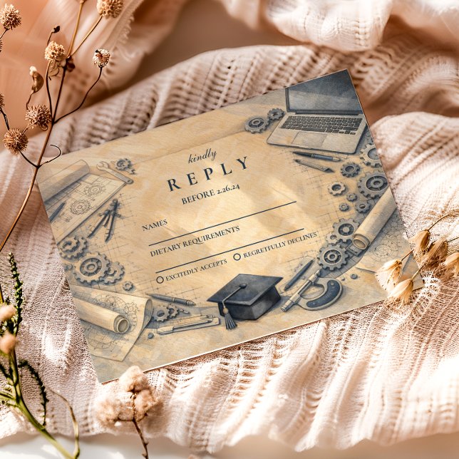 Mechanical Engineering Graduation Party RSVP Card (Creator Uploaded)