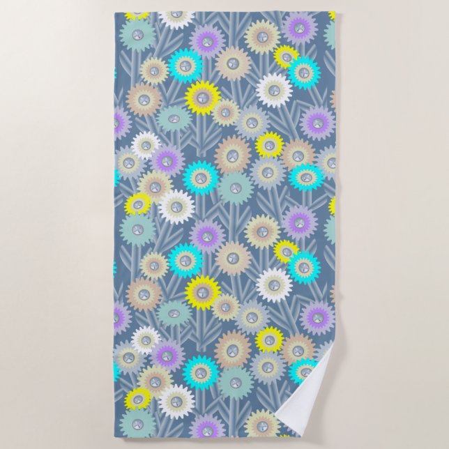 Mechanical Flowers Beach Towel (Front)