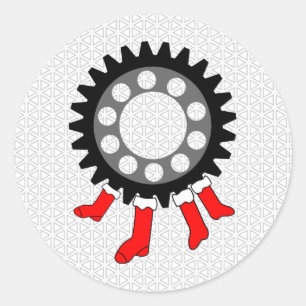 Mechanical Gear Christmas Stockings Classic Round Sticker