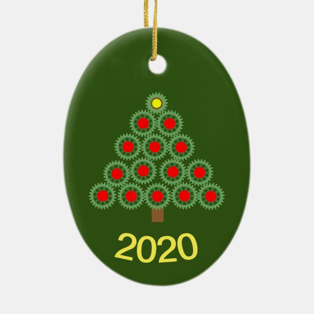 Mechanical Gear Christmas Tree Ceramic Tree Decoration (Back)