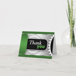 Mechanical Gears Green custom Thank You Card