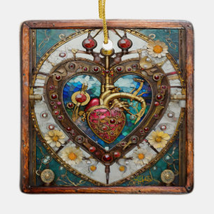Mechanical Heart Anatomical Steampunk Series Ceramic Ornament
