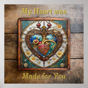 Mechanical Heart Anatomical Steampunk Series Poster