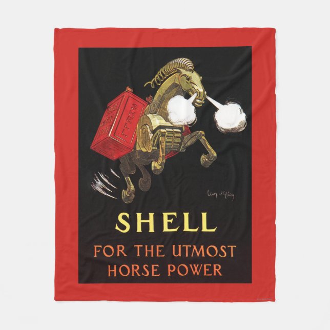 Mechanical Horse with Shell Oil Fleece Blanket (Front)