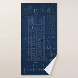 Mechanical Keyboard Blueprint Extended Desk Mat Bath Towel