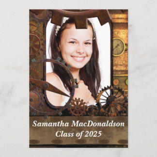 Mechanical machinery photo graduation invitation