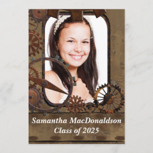 Mechanical machinery photo graduation invitation