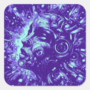 Mechanical Muse Purple Cyberpunk Sticker