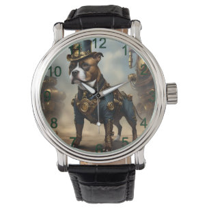 Mechanical Paws: Steampunk Staffordshire Terrier Watch