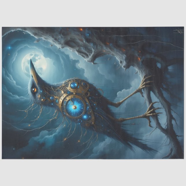 Mechanical Raven – Steampunk Gothic Fantasy  Tissue Paper (Front)