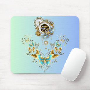 Mechanical Serenity – Teal Steampunk Art Mouse Mat