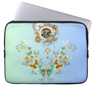 Mechanical Serenity – Teal Steampunk Design Laptop Sleeve