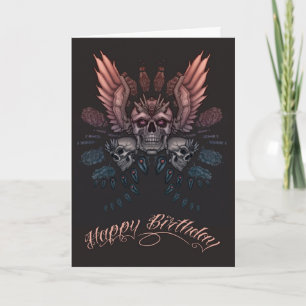 Mechanical Skull Birthday Card