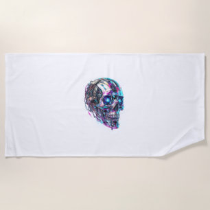 Mechanical Skull Matrix Beach Towel