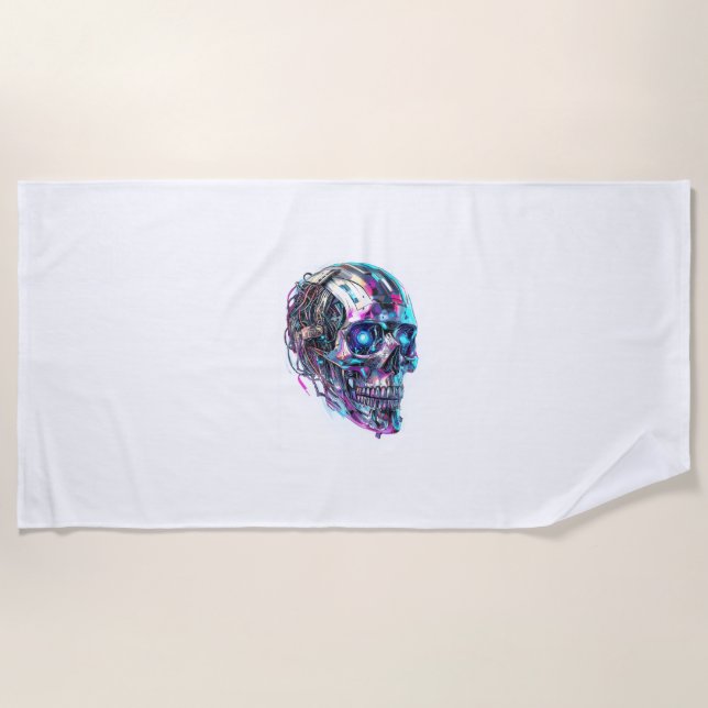 Mechanical Skull Matrix Beach Towel (Front)