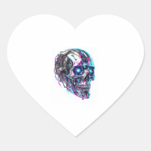 Mechanical Skull Matrix Heart Sticker