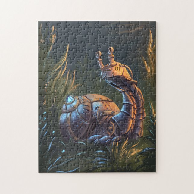 Mechanical snail in the grass jigsaw puzzle (Vertical)