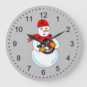 Mechanical Snowman Large Clock