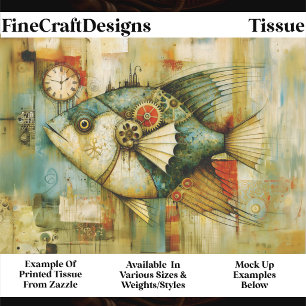 Mechanical Steampunk Funky Fish FM2L Decoupage Tissue Paper