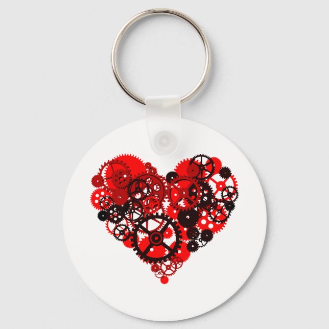MECHANICAL STEAMPUNK HEART KEY RING (Front)