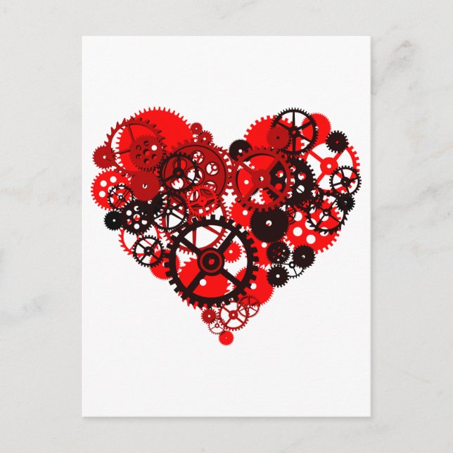MECHANICAL STEAMPUNK HEART POSTCARD (Front)